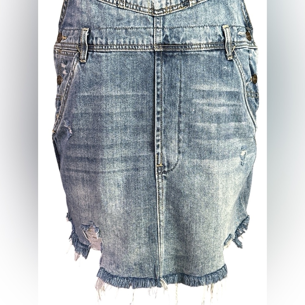 Free People Baxter Denim Overall Dress Grunge Blue Size Medium - Picture 6 of 15